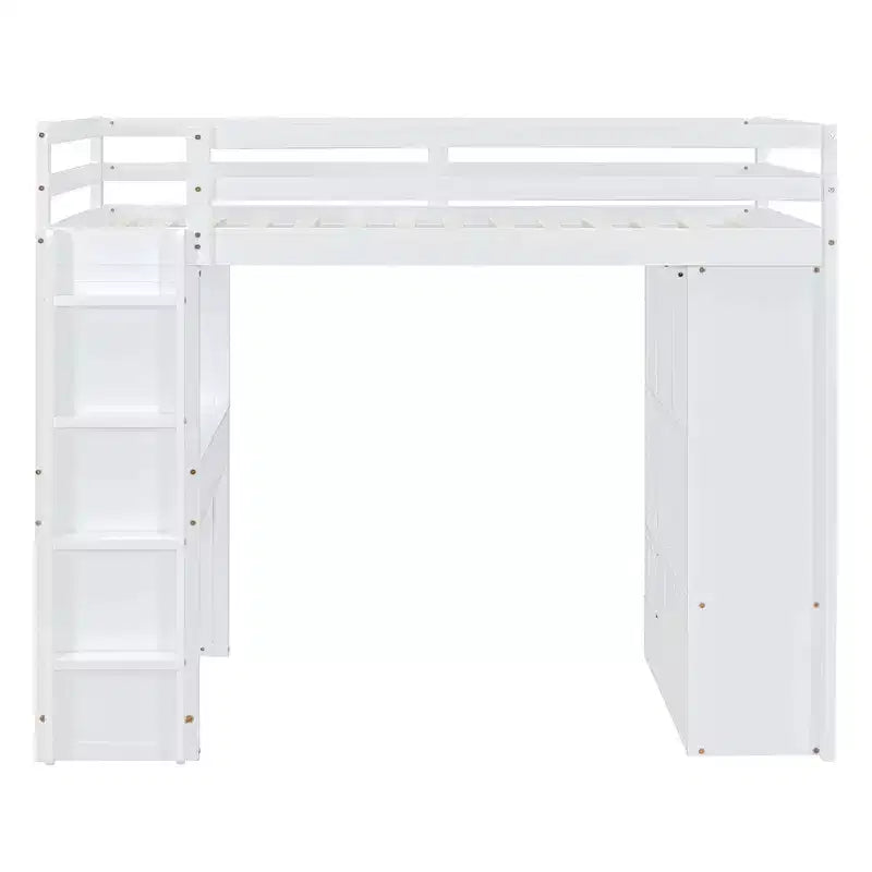 Lit mezzanine en bois avec bureau pour enfants, lit mezzanine pour enfants avec étagères de rangement et lumière LED pour garçons filles adolescents