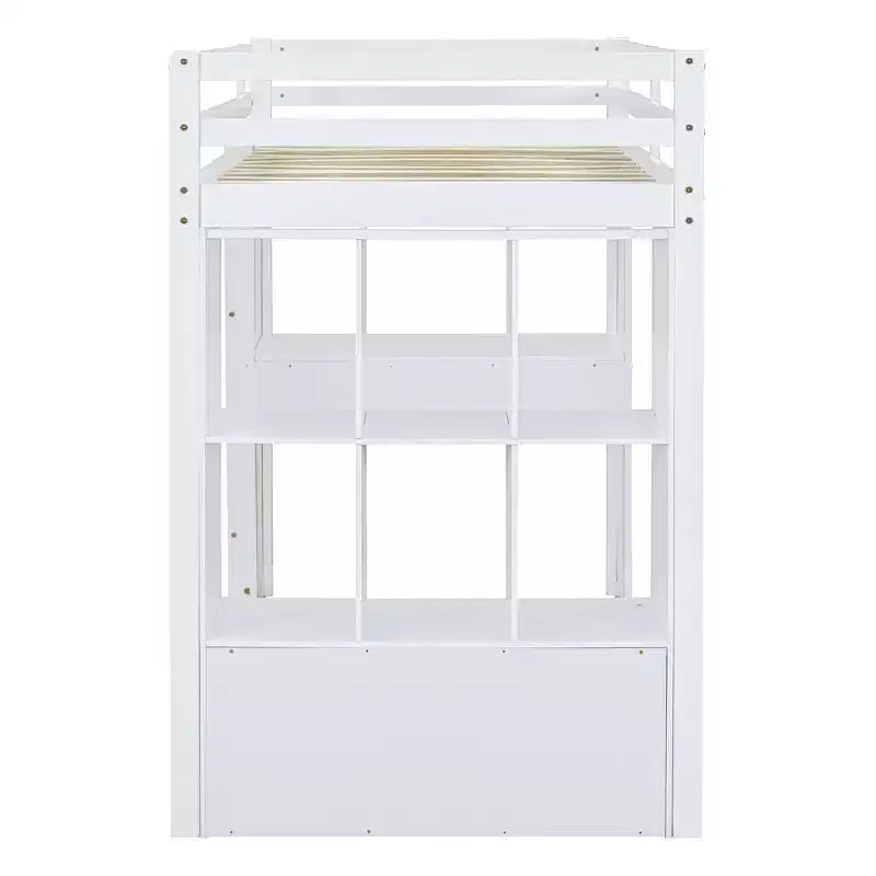 Lit mezzanine en bois avec bureau pour enfants, lit mezzanine pour enfants avec étagères de rangement et lumière LED pour garçons filles adolescents
