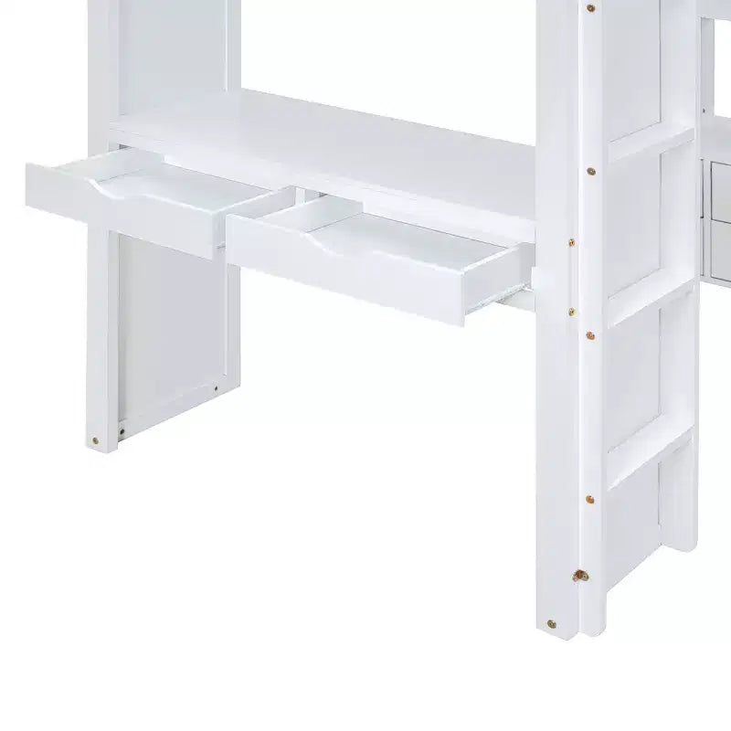 Lit mezzanine en bois avec bureau pour enfants, lit mezzanine pour enfants avec étagères de rangement et lumière LED pour garçons filles adolescents
