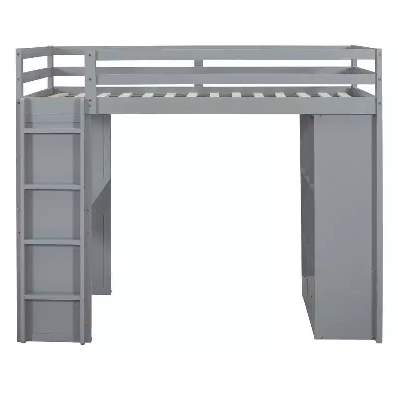 Lit mezzanine en bois avec bureau pour enfants, lit mezzanine pour enfants avec étagères de rangement et lumière LED pour garçons filles adolescents