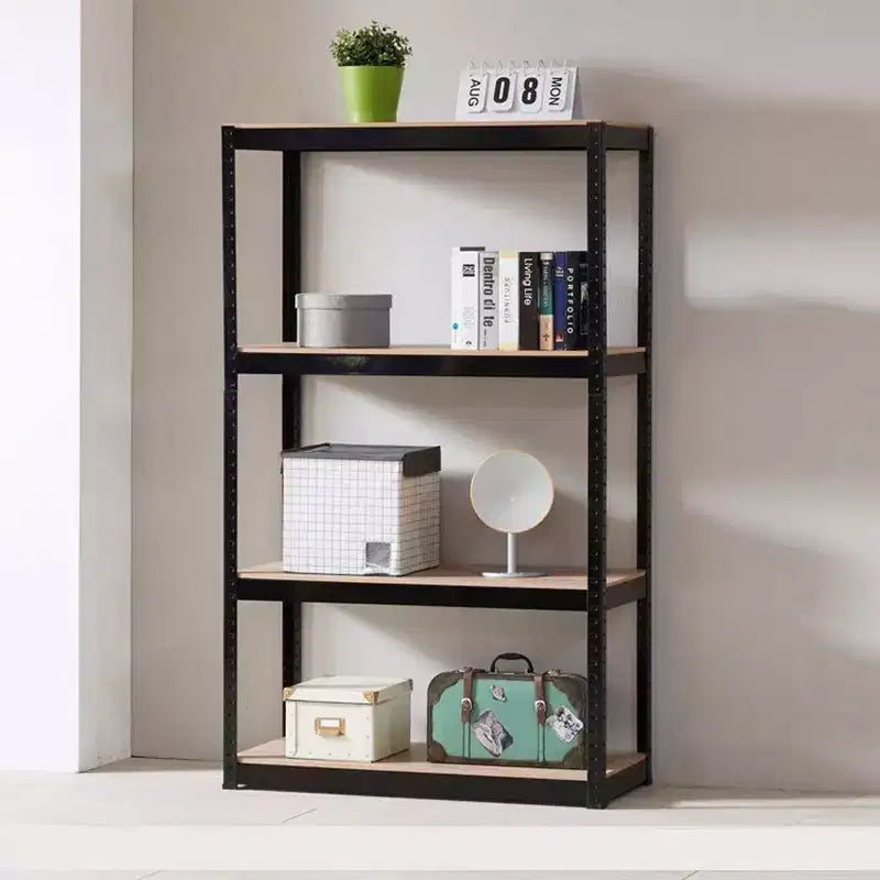 4-Tier Utility Shelves, Metal Storage Shelves Garage Shelving Unit Adjustable Garage Storage Shelves Storage Racks Heavy Duty Shed Shelving- Black