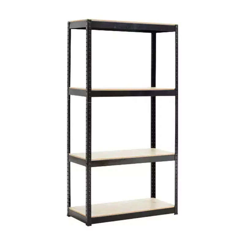 Étagères utilitaires à 4 niveaux, Étagères de rangement métalliques pour garage Unité d'étagères de garage réglables Étagères de rangement pour garage Râteliers de rangement robustes Étagères de cabanon - Noir