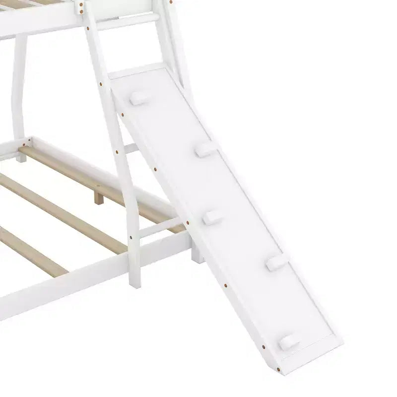 Lit superposé double sur grand format avec filets et rampe d'escalade, lit cabane en bois pour adolescents filles et garçons