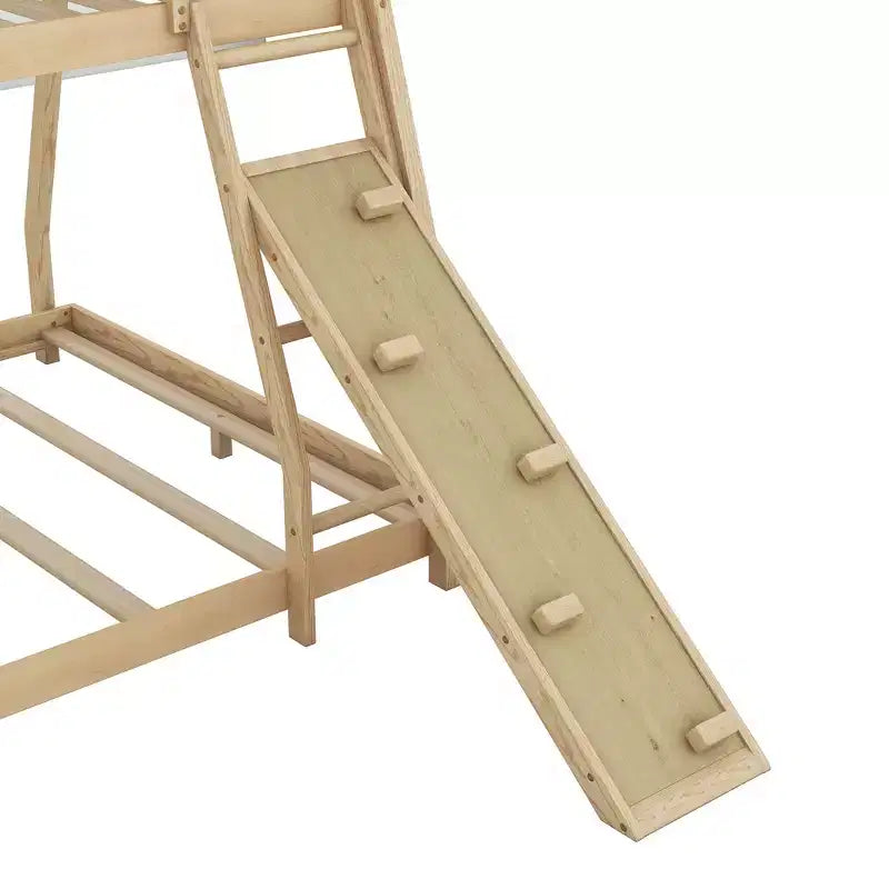 Lit superposé double sur grand format avec filets et rampe d'escalade, lit cabane en bois pour adolescents filles et garçons