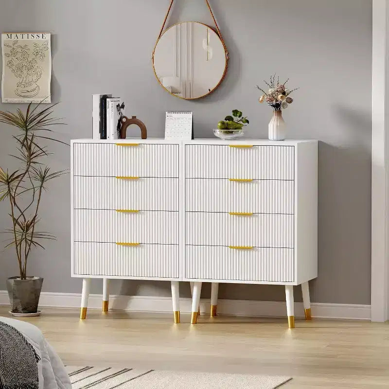Commode à 4 tiroirs, Meuble de rangement vertical avec pieds en métal, Petite commode pour chambre à coucher, salon, placard, couloir