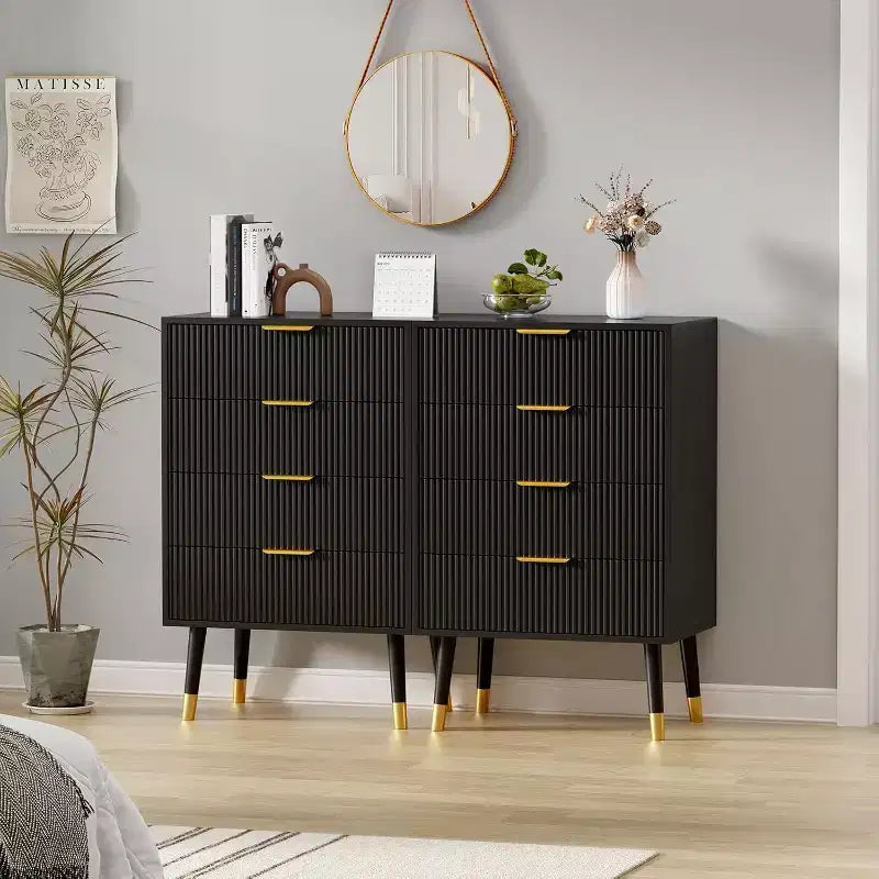 Commode à 4 tiroirs, Meuble de rangement vertical avec pieds en métal, Petite commode pour chambre à coucher, salon, placard, couloir