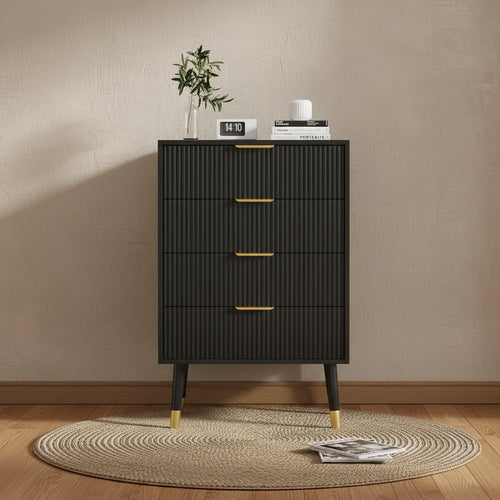 4 Drawer Dresser, Drawer Chest, Tall Storage Chest Cabinet Organizer Unit w/Metal Legs, Small Dresser for Bedroom, Living Room, Closet, Hallway