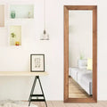 MAYEERTY Full-Length Mirror Solid Wood Vertical Grain Right Angle Rectangle Brown 71x31x2in with Stand