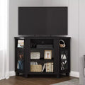 Heynemo Corner TV Stands for TVs up to 55'', Media Console Table with Adjustable Shelves, Acrylic Doors with Diamond Pattern, Entertainment Center