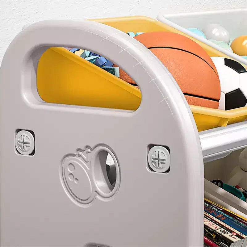 Meuble de rangement pour jouets pour enfants avec 6 bacs, organisateur multifonctionnel pour chambre d'enfant, rangement de jouets pour salle de jeux, chambre, salon, blanc