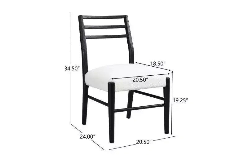 Ensemble de salle à manger en bois d'hévéa rembourré beige/noir