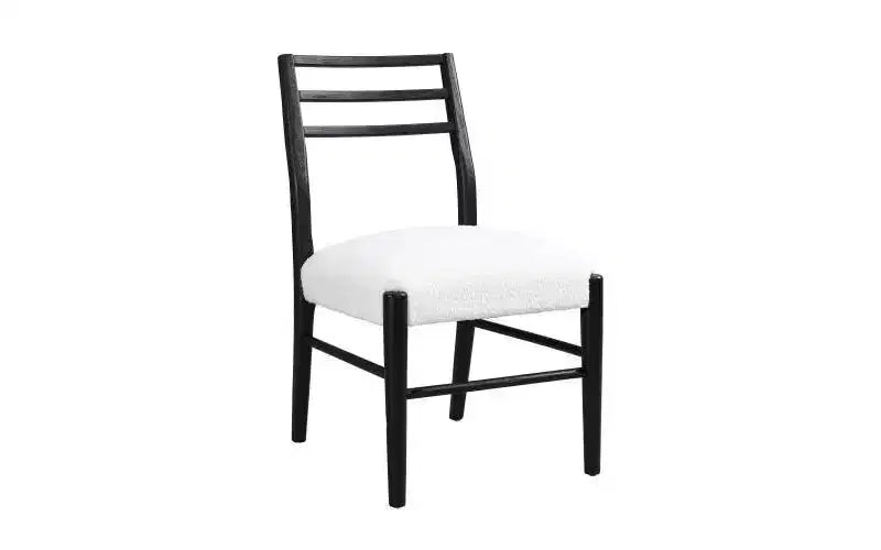 Ensemble de salle à manger en bois d'hévéa rembourré beige/noir