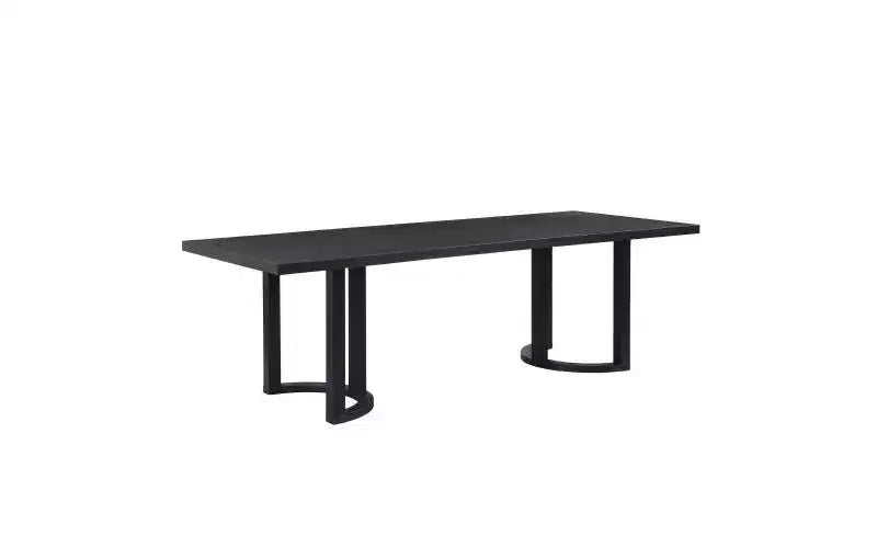 Ensemble de salle à manger en bois d'hévéa rembourré beige/noir