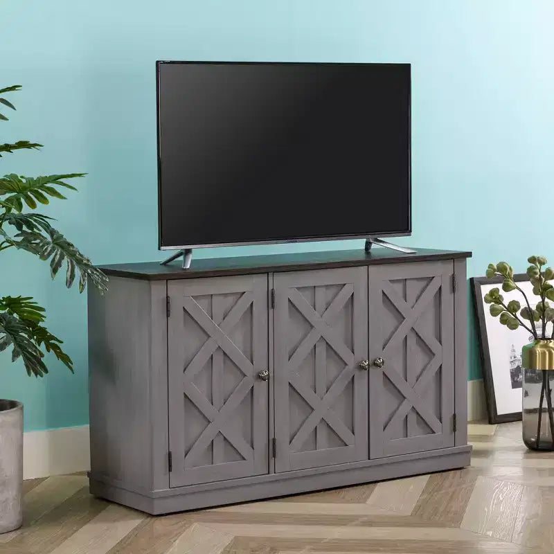 Meuble TV gris de 122 cm pour écrans jusqu'à 55 pouces