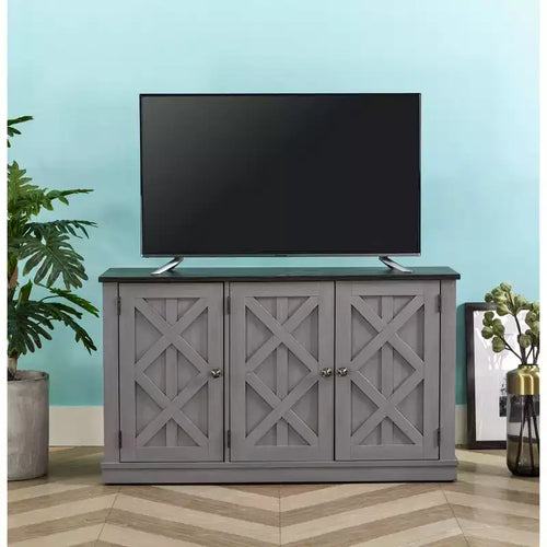 Meuble TV gris de 122 cm pour écrans jusqu'à 55 pouces