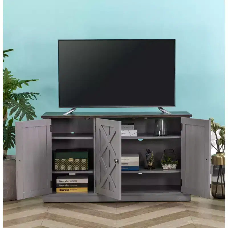 Meuble TV gris de 122 cm pour écrans jusqu'à 55 pouces