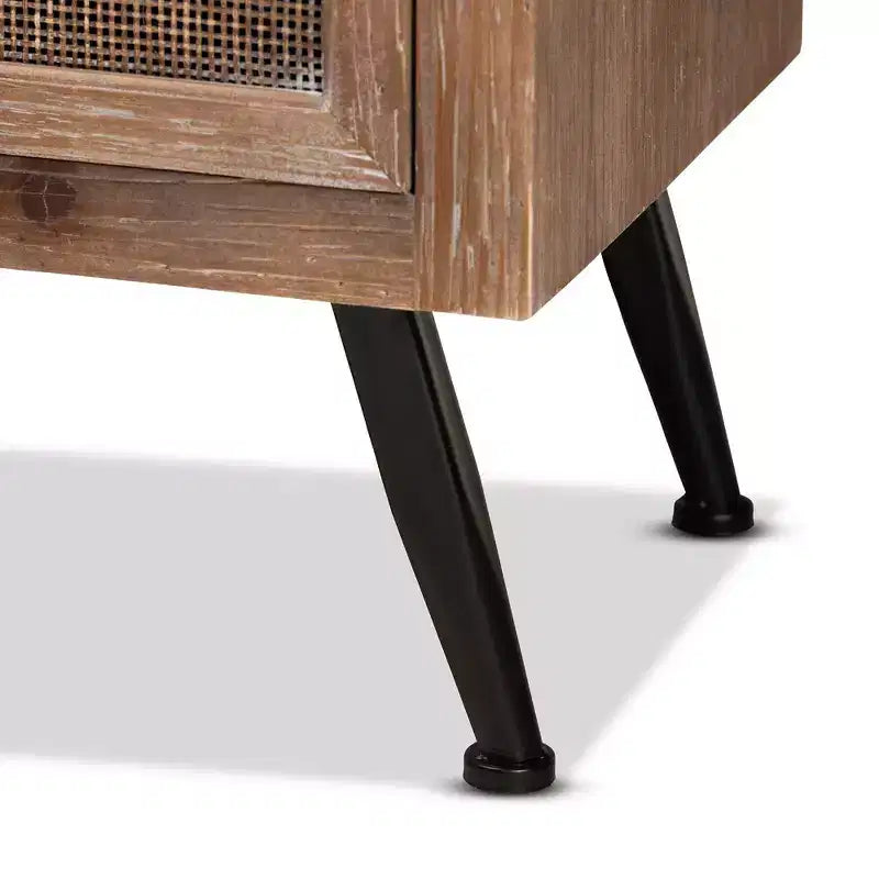 Commode de rangement à 3 tiroirs en bois et rotin marron