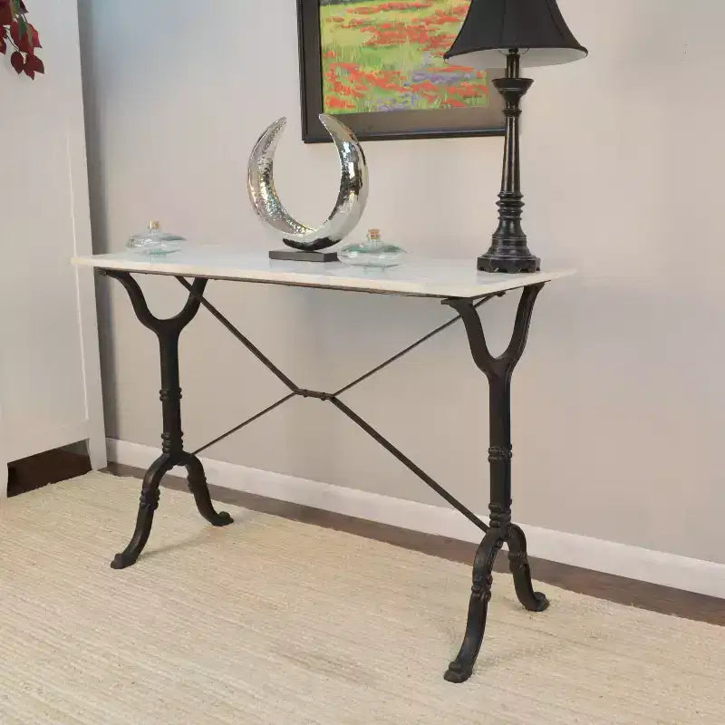 Console avec plateau en marbre Blanc/Noir