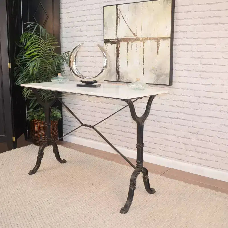 Console avec plateau en marbre Blanc/Noir