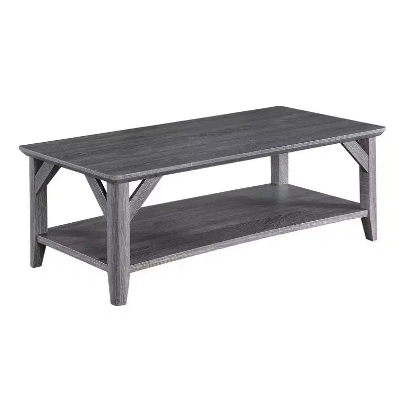 Winston Coffee Table Weathered Gray - Breighton Home: Rustic 2-Tier Design, Melamine Finish, Tapered Legs