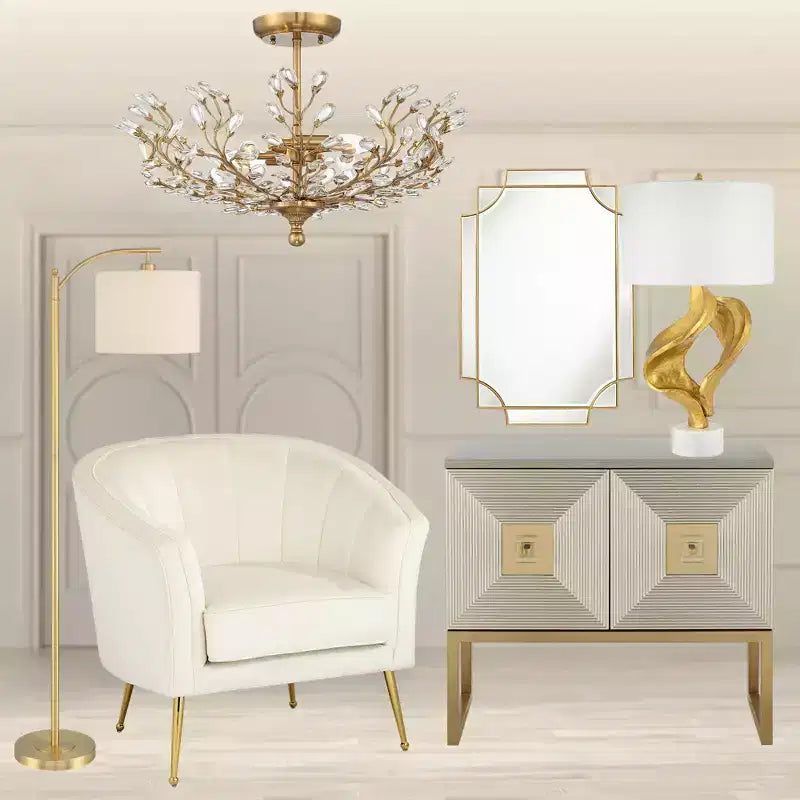Miroir Mural de Vanité Rectangulaire Cadre Chevauchant Doré Biseauté Moderne 30 3/4 Pouces de Large pour Salle de Bain Chambre Salon Entrée