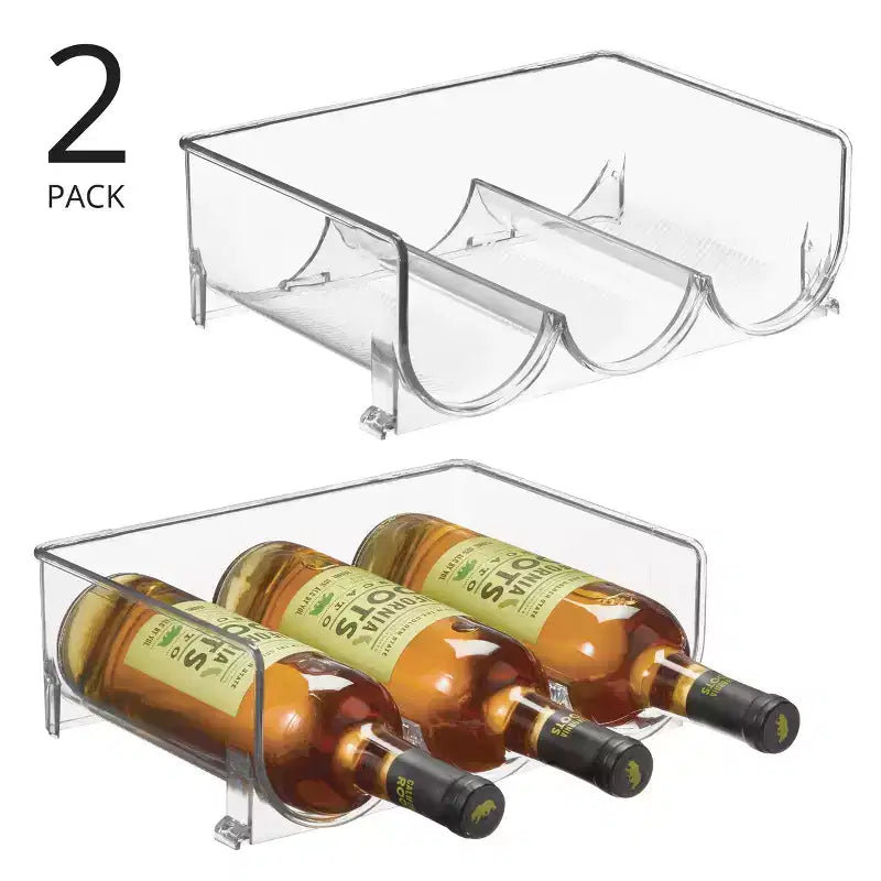 Présentoir à vin autoportant en plastique empilable 3 bouteilles, transparent, fabriqué aux aux États-Unis