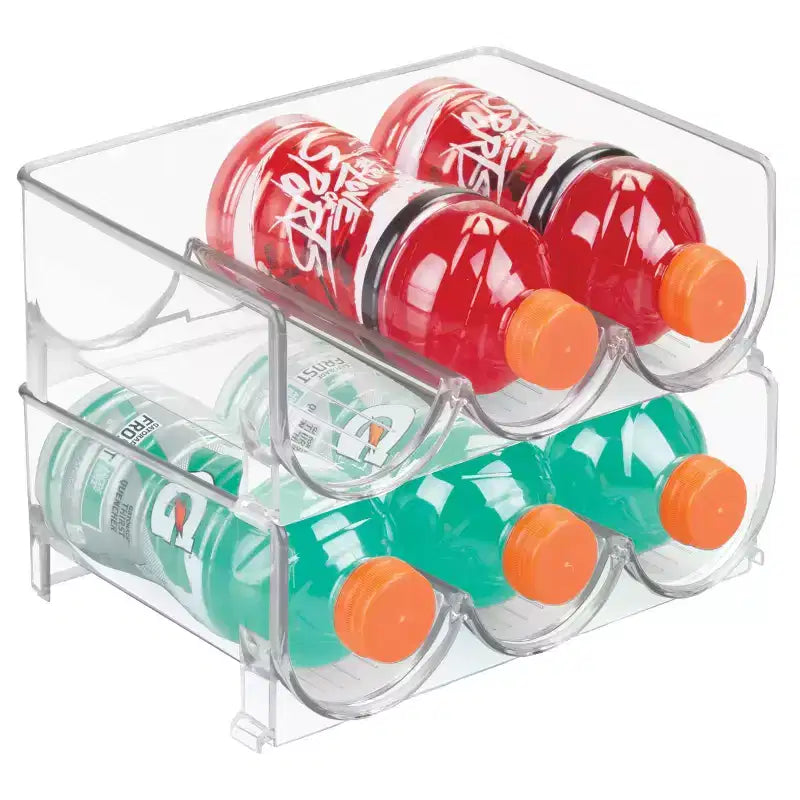 Présentoir à vin autoportant en plastique empilable 3 bouteilles, transparent, fabriqué aux aux États-Unis