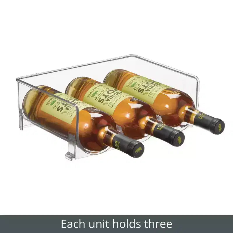 Présentoir à vin autoportant en plastique empilable 3 bouteilles, transparent, fabriqué aux aux États-Unis