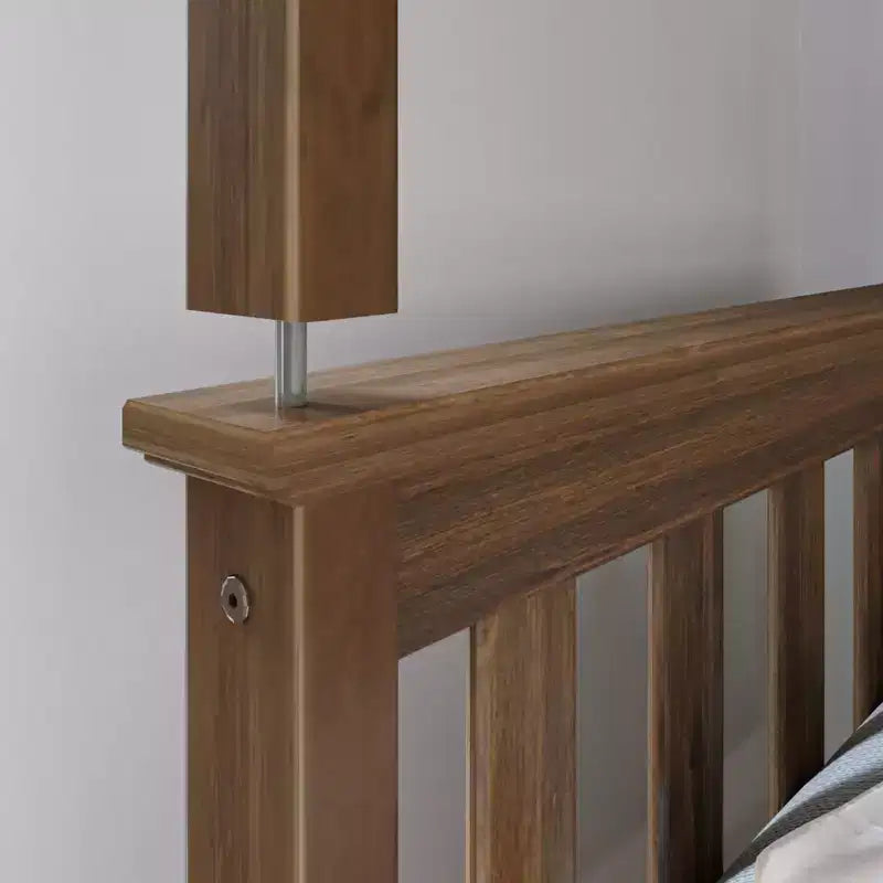 Lit superposé double en bois massif avec lit gigogne de rangement pour enfants