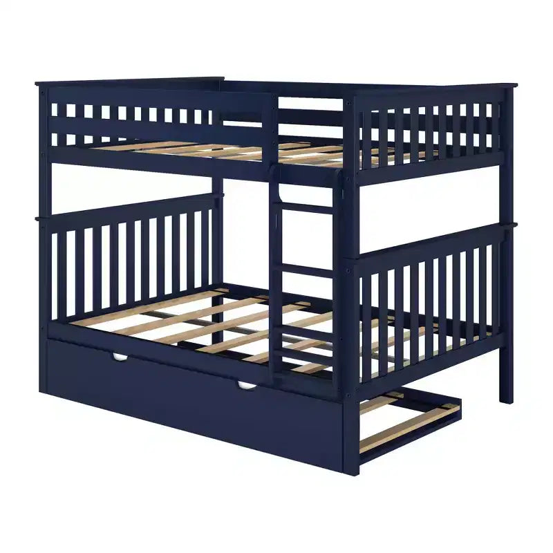 Lit superposé double en bois massif avec lit gigogne de rangement pour enfants