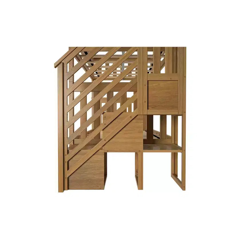Lits superposés jumeaux pour enfants, lits superposés en bois massif avec escalier et rangement