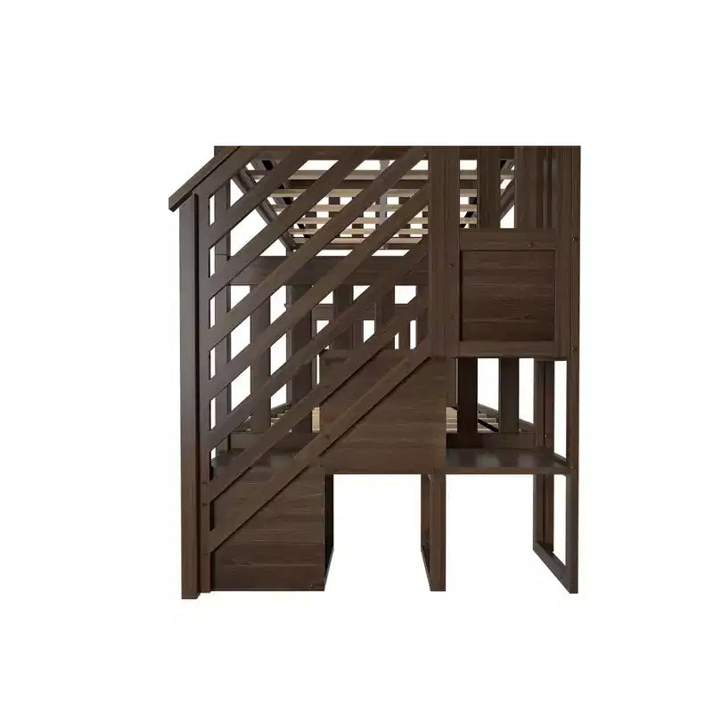 Lits superposés jumeaux pour enfants, lits superposés en bois massif avec escalier et rangement