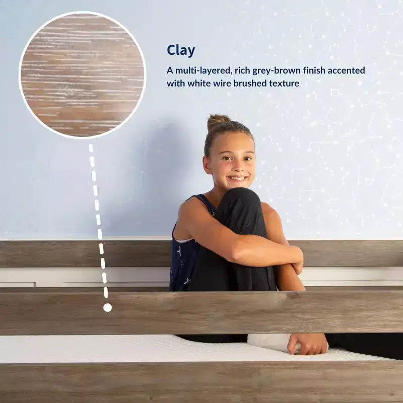 Lits superposés jumeaux pour enfants, lits superposés en bois massif avec escalier et rangement