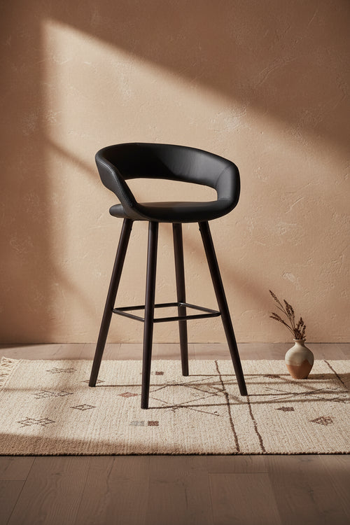 Flash Furniture Brynn Series 29'' High Contemporary Vinyl Rounded Back Barstool with Cappuccino Wood Frame