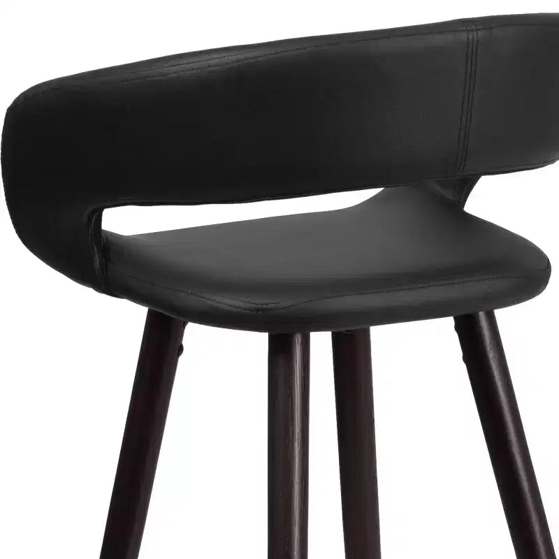 Tabouret de bar contemporain de 29 po avec dossier arrondi en vinyle et cadre en bois cappuccino