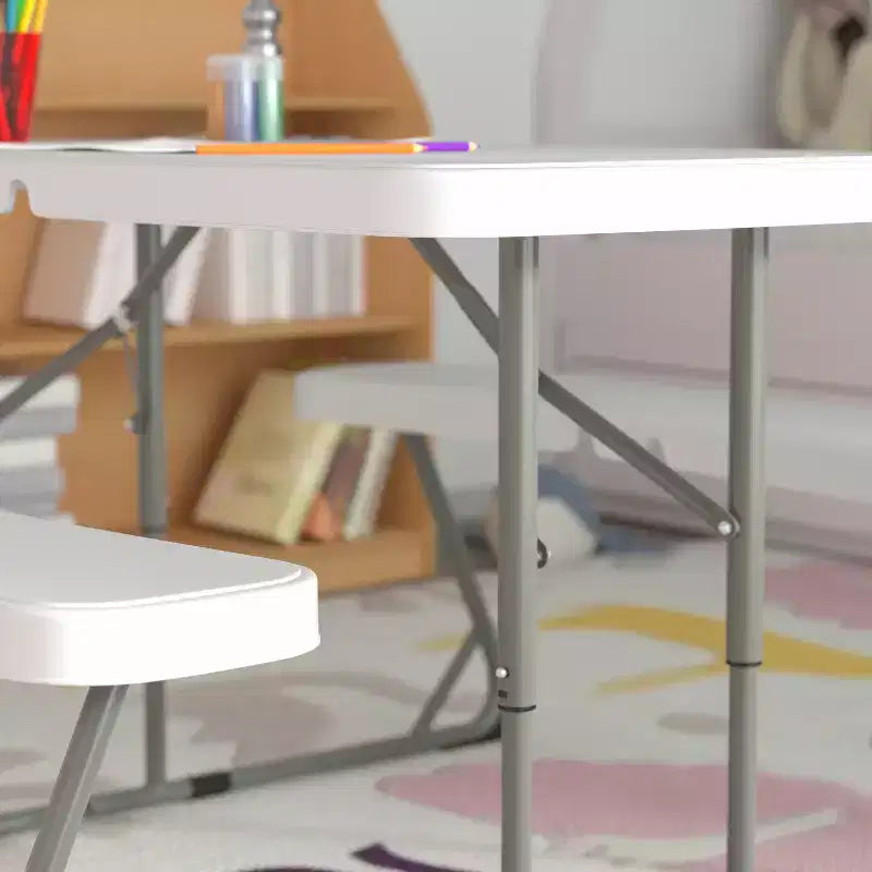 Table d'activités pliante en plastique blanc granit pour enfant de 1,50 m - Table de jeu