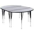 Emma and Oliver 3 Piece 76 Oval Wave Collaborative Grey Adjustable Activity Table Set