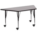 Table d'activités réglable mobile 22,5x45 trapézoïdale grise en stratifié HP