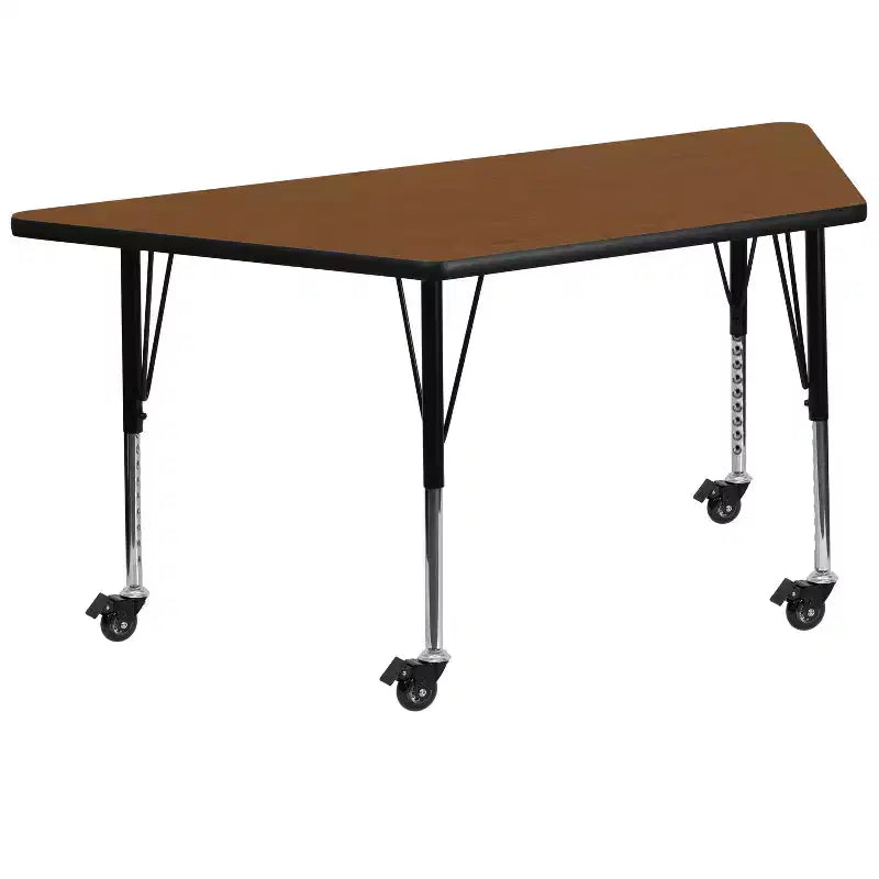 Emma and Oliver Mobile 22.5x45 Trapezoid Grey HP Laminate Adjustable Activity Table