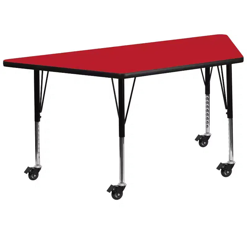 Table d'activités réglable mobile 22,5x45 trapézoïdale grise en stratifié HP