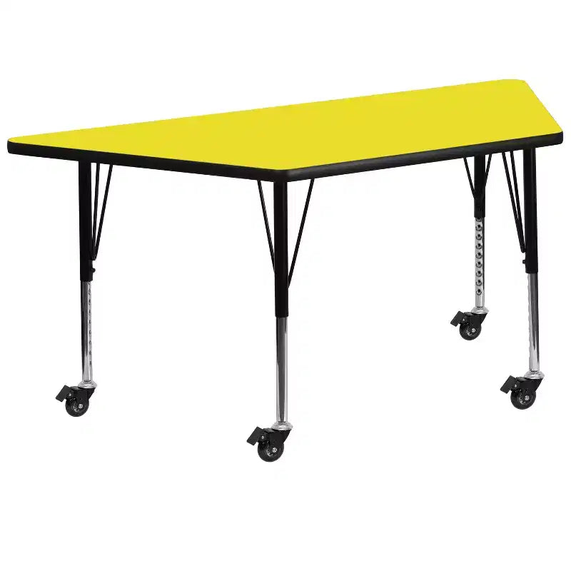 Table d'activités réglable mobile 22,5x45 trapézoïdale grise en stratifié HP