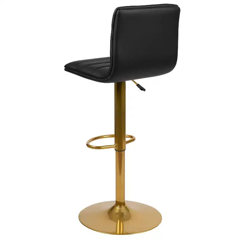 Tabouret de bar moderne en vinyle à hauteur réglable avec dossier à surpiqûres horizontales,