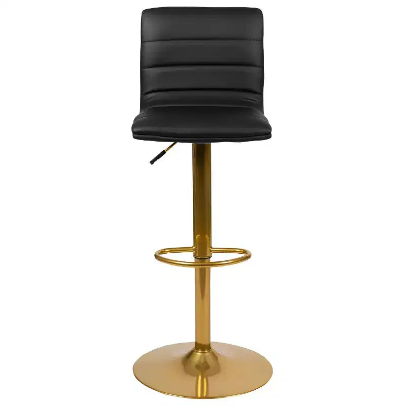Tabouret de bar moderne en vinyle à hauteur réglable avec dossier à surpiqûres horizontales,