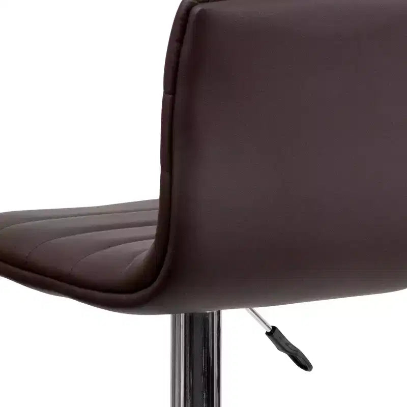 Tabouret de bar moderne en vinyle à hauteur réglable avec dossier à surpiqûres horizontales,