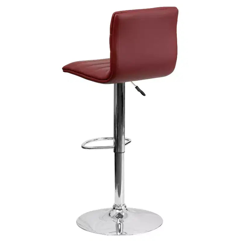 Tabouret de bar moderne en vinyle à hauteur réglable avec dossier à surpiqûres horizontales,