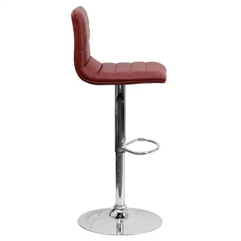 Tabouret de bar moderne en vinyle à hauteur réglable avec dossier à surpiqûres horizontales,