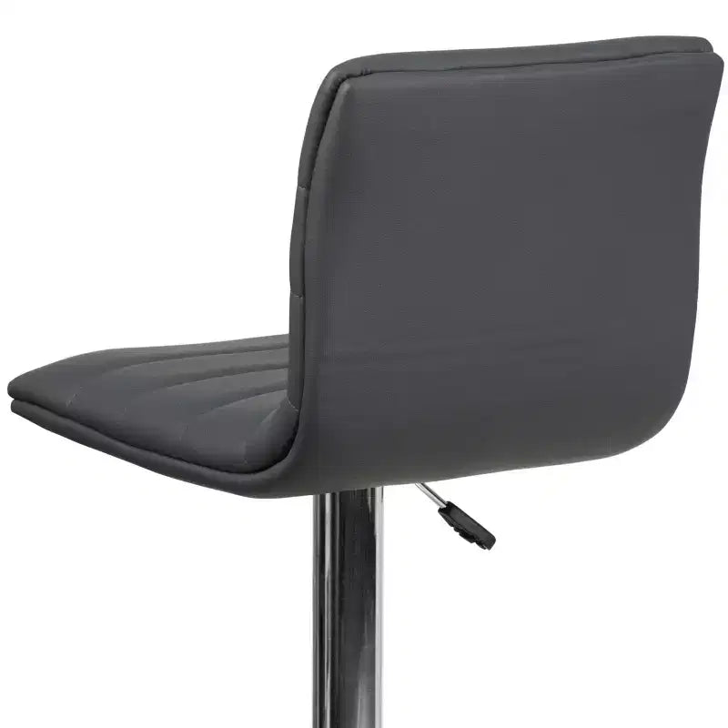 Tabouret de bar moderne en vinyle à hauteur réglable avec dossier à surpiqûres horizontales,