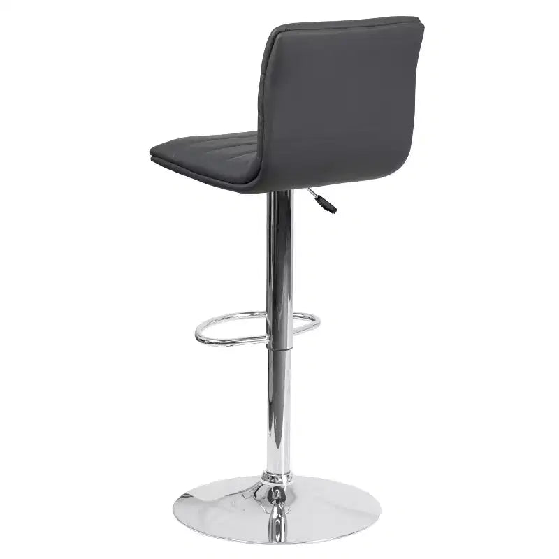 Tabouret de bar moderne en vinyle à hauteur réglable avec dossier à surpiqûres horizontales,