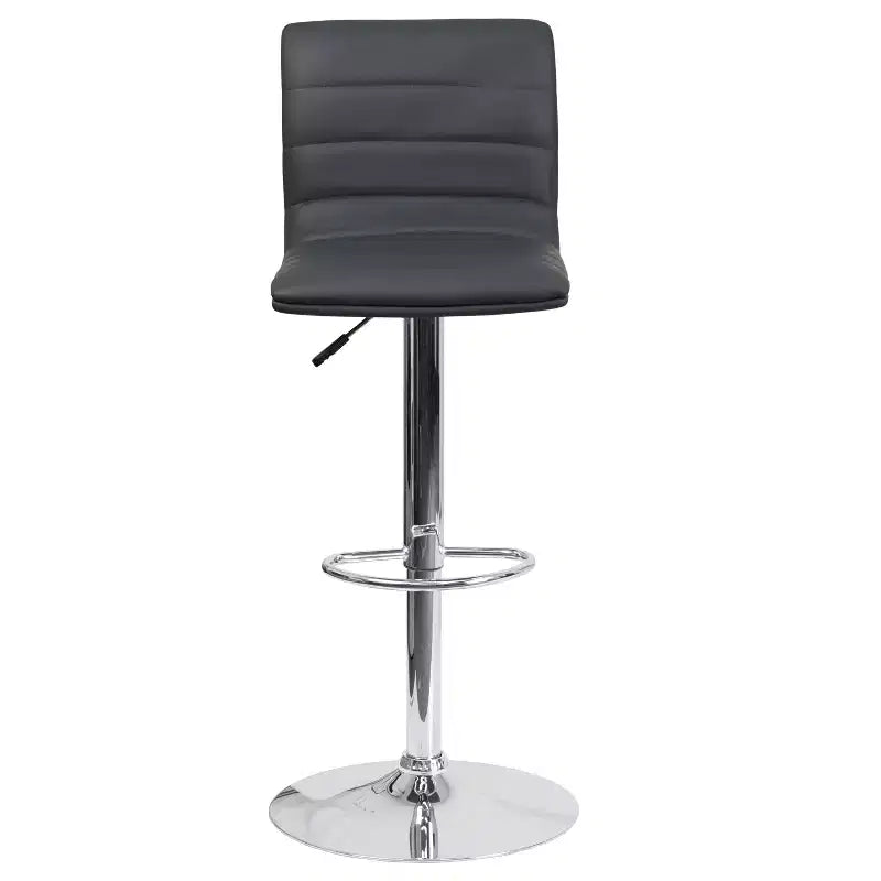 Tabouret de bar moderne en vinyle à hauteur réglable avec dossier à surpiqûres horizontales,