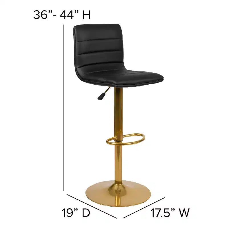 Tabouret de bar moderne en vinyle à hauteur réglable avec dossier à surpiqûres horizontales,